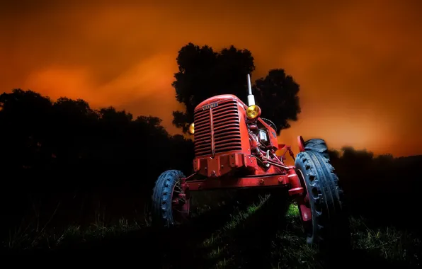 Picture night, background, tractor