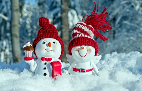 Picture snowmen, figure, congratulations, fun, funny, Christmas motif