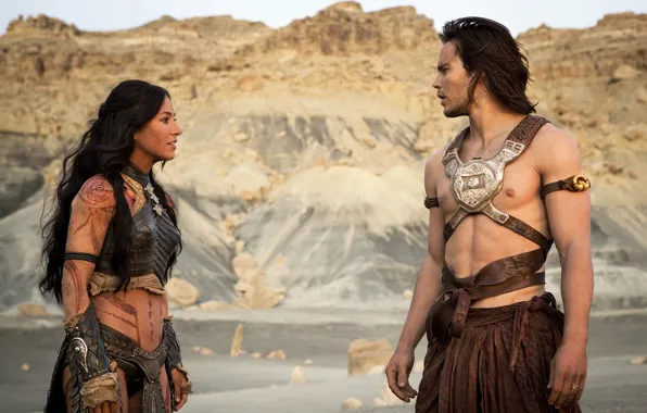 Picture look, girl, male, John Carter, Taylor Kitsch, Lynn Collins