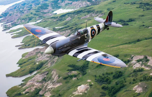 Picture fighter, flight, Spitfire, Supermarine