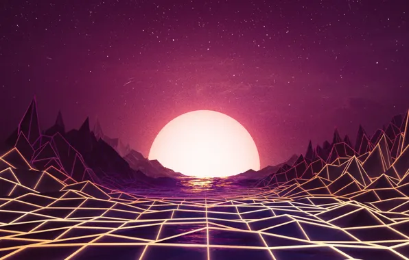 Picture Sunset, The sun, Music, Space, Star, Background, Neon, 80's, Synth, Retrowave, Synthwave, New Retro Wave, …
