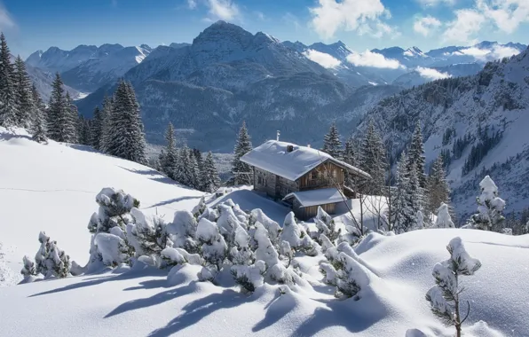 Picture winter, snow, mountains, Austria, ate, Alps, the snow, house, Austria, Alps, Tyrol, Tyrol