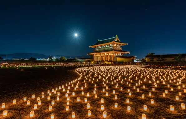 Picture temple, Japan, lanterns, a lot, Nara Park