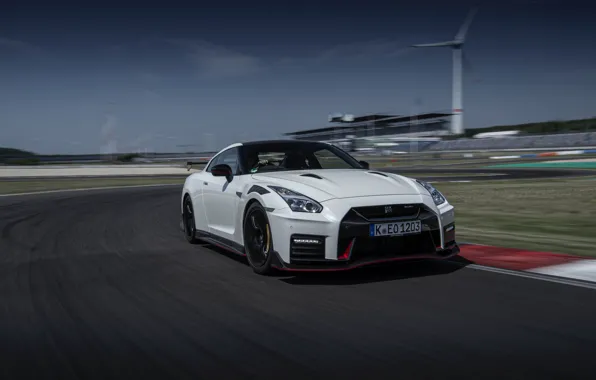 Picture white, Nissan, GT-R, track, R35, Nismo, 2020, acceleration, 2019