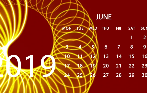 Picture calendar, June, 2019