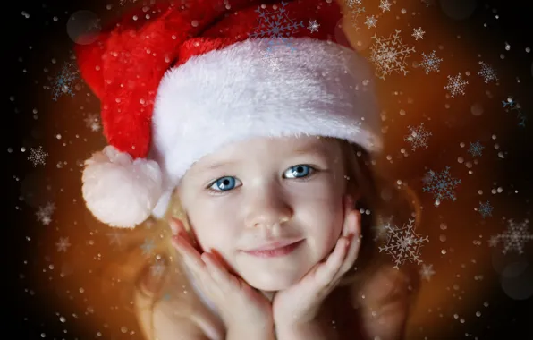 Picture snowflakes, holiday, hat, child