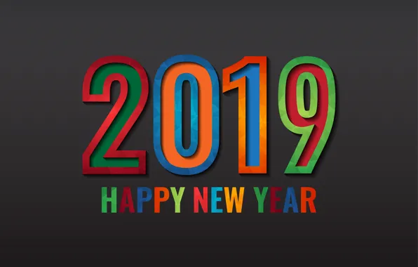 Picture colorful, New Year, figures, black background, black, background, New Year, Happy, 2019