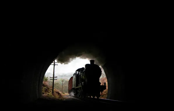 Picture background, train, the tunnel