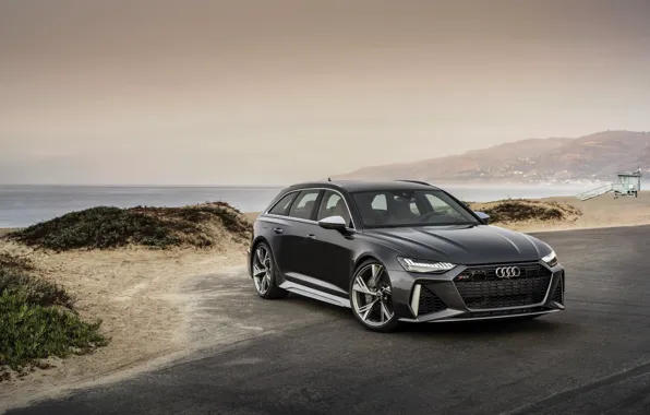 Picture Audi, universal, RS 6, 2020, 2019, dark gray, the shore, V8 Twin-Turbo, RS6 Avant