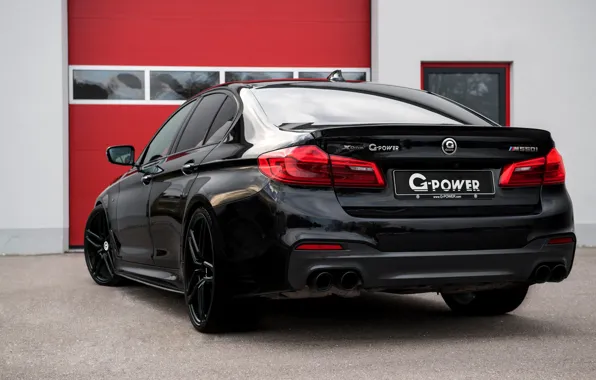 Picture black, BMW, sedan, rear view, G-Power, 2018, 5, 5-series, G30, M550i