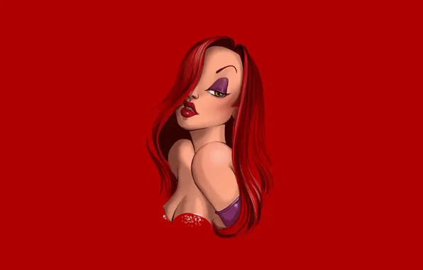 Picture Girl, Minimalism, Figure, Lips, Face, Hair, Background, Red, Art, Red, Sexy, Beauty, Sexy, Illustration, Jessica, …