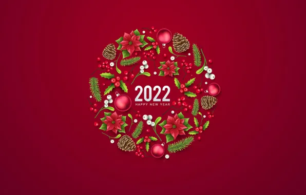 Picture balls, flowers, background, holiday, figures, New year, new year, bumps, 2022