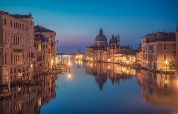 Picture reflection, building, home, the evening, Italy, Venice, channel, Italy, Venice, The Grand canal, Grand Canal