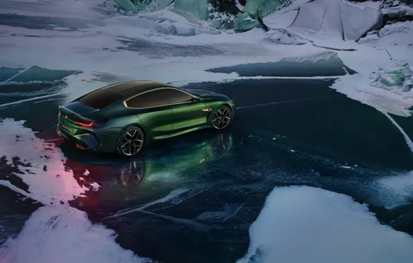 Picture snow, coupe, ice, BMW, frost, 2018, M8 Gran Coupe Concept