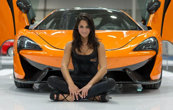 Picture auto, look, McLaren, Girls, beautiful girl, posing on the car