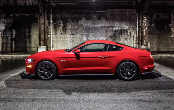Picture Mustang, Ford, Red, Wheel, Machine, Light, Shadow, Lights, Drives