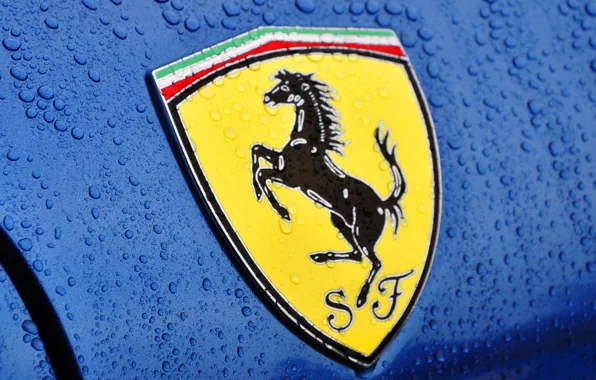 Picture drops, blue, blur, logo, logo, ferrari, Ferrari