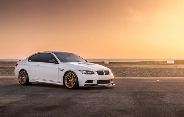 Picture BMW, Sunset, E92, Ocean, M3