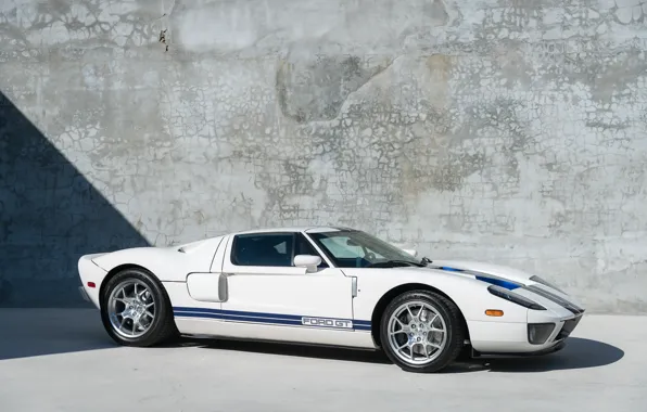 Picture White, Supercar, Blue stripes, Exclusive car, 2005 Ford GT