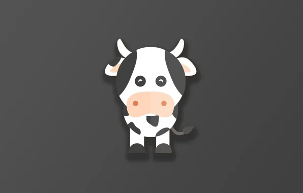 Picture horns, minimalism, animal, funny, digital art, artwork, cute, simple background, Cow
