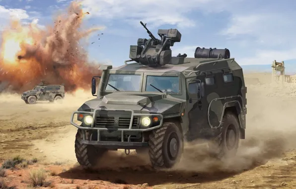 Picture Tiger, art, armored car, GAZ-233114, combat unit Crossbow