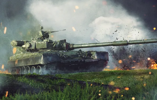 Picture Fire, Weapons, Fire, Armor, Tank, Technique, War machine, Tank, Weapon, T-80, Armor, The barrel, T-80, …