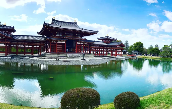 Picture pond, Park, Japan, temple, Japan, Uji, Uji, The byodo-in temple, Byodo-in Temple, Pavilion Of The …