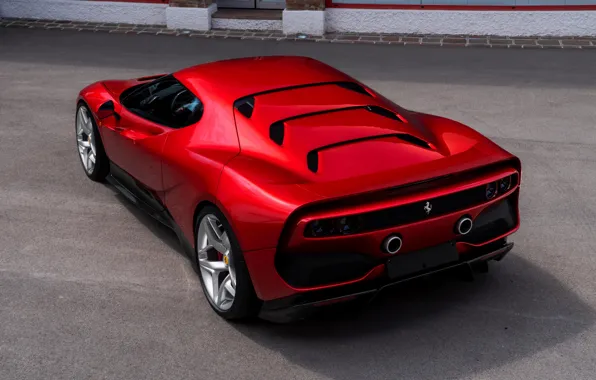 Picture red, Ferrari, rear view, 2018, SP38