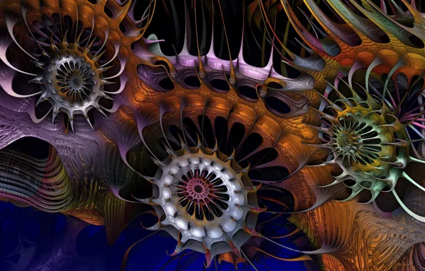 Picture fractals, spikes, computer graphics, spikes, fractals, the game of color, color game, computer graphics