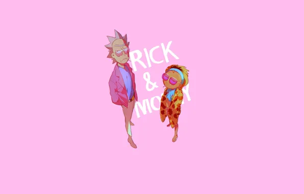Picture Minimalism, Pink, Background, Smith, Cartoon, Sanchez, Rick, Rick and Morty, Rick and Morty, Morty, Rick …