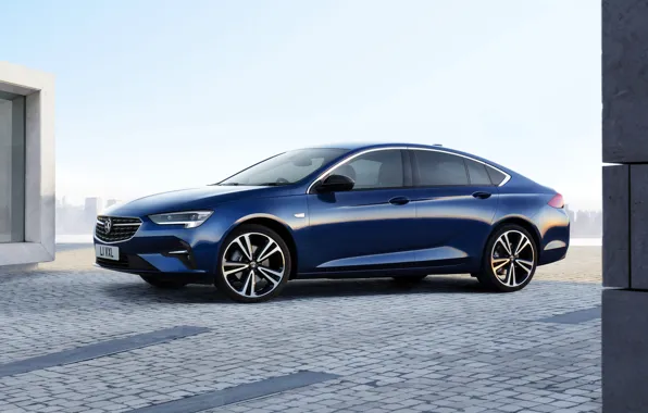 Picture blue, Insignia, Opel, sedan, side view, Vauxhall, 2020, Insignia Grand Sport