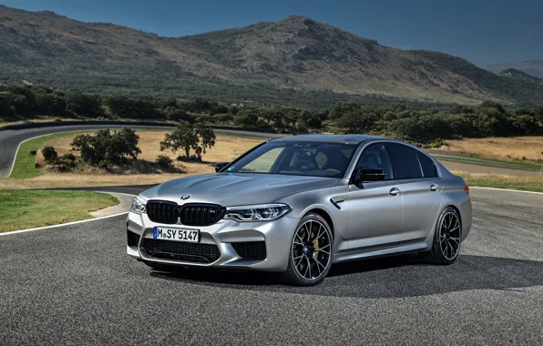 Picture grey, track, BMW, sedan, relief, 4x4, 2018, four-door, M5, V8, F90, M5 Competition