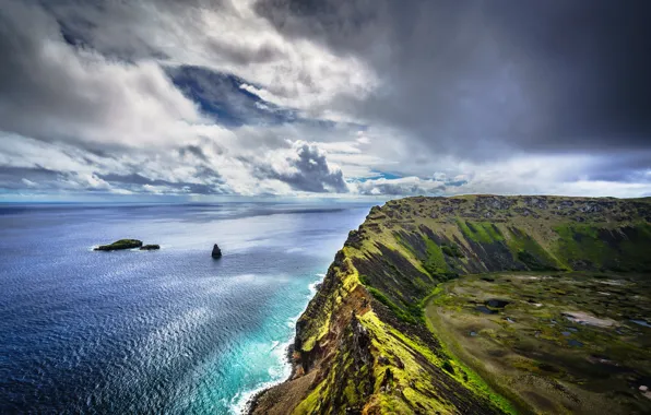 Picture rocks, coast, Chile, Easter Island, Sauce Empty