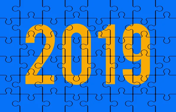 Picture blue, New year, puzzles, 2019