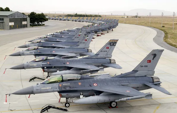 Picture Fighter, F-16, Parking, F-16 Fighting Falcon, The Turkish air force