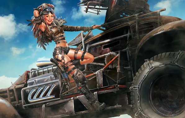 Picture machine, look, girl, pose, smile, the game, art, Crossout