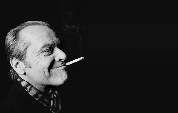 Picture cigarette, Jack Nicholson, grin, writer, filmmaker, American actor, Джон Джо́зеф (Джек) Ни́колсон