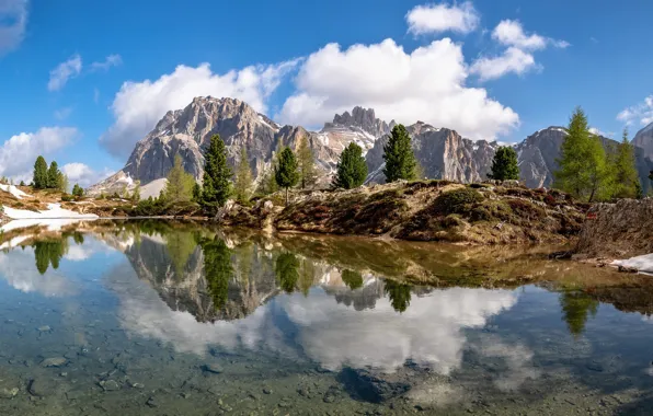 Picture mountains, lake, Alps, Italy, South Tyrol, The Dolomites