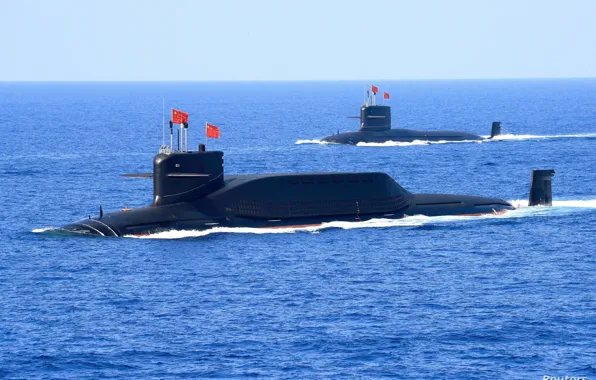 Picture Wave, Flag, SSBN, Nuclear submarine, THE CHINESE NAVY, Submarines of project 094 "Jin"