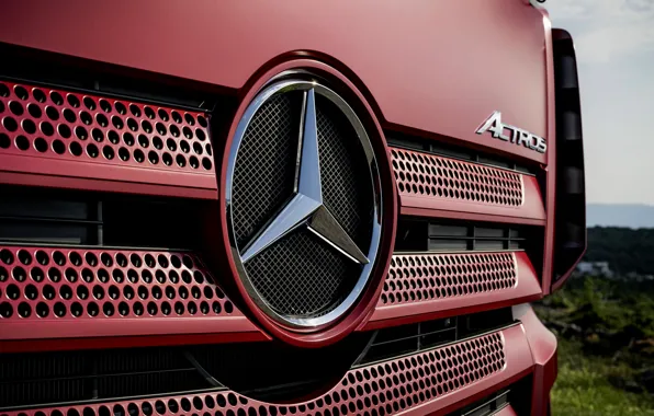 Picture Mercedes-Benz, emblem, grille, holes, tractor, Actros