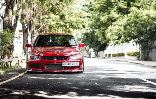 Picture Red, Shadow, Road, Lancer Evolution IX