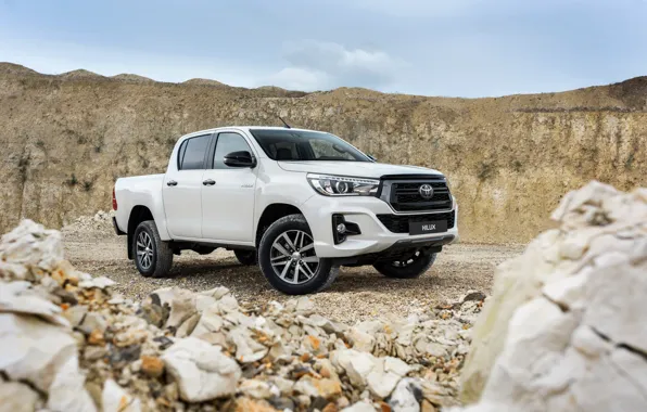 Picture white, the sky, stones, Toyota, pickup, Hilux, Special Edition, 2019