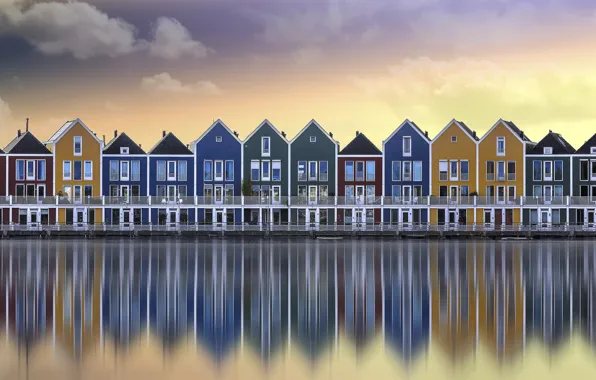 Picture water, the city, houses, Netherlands