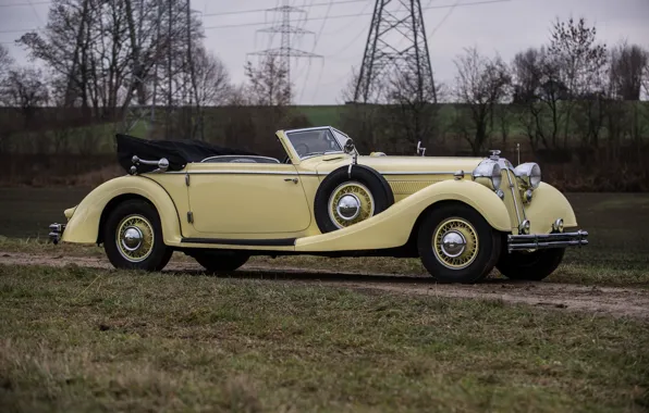 Picture old, retro, side, rarity, beige, Sport, Cabriolet, Horch, 853, 1935–37