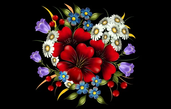 Picture flowers, decoration, the dark background