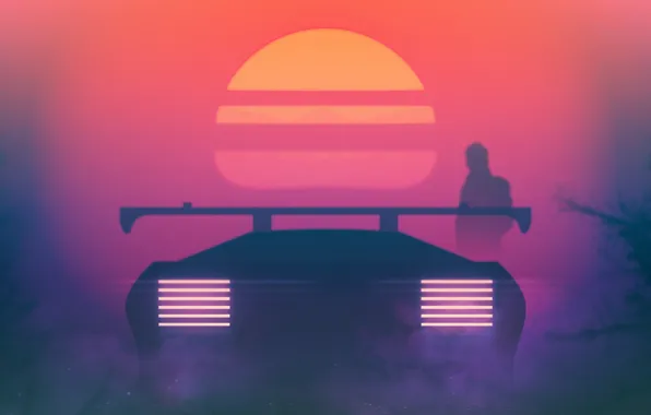 Picture Sunset, The sun, Auto, Music, Machine, Star, Background, 80s, Neon, Journey, Blade Runner, 80's, Synth, …