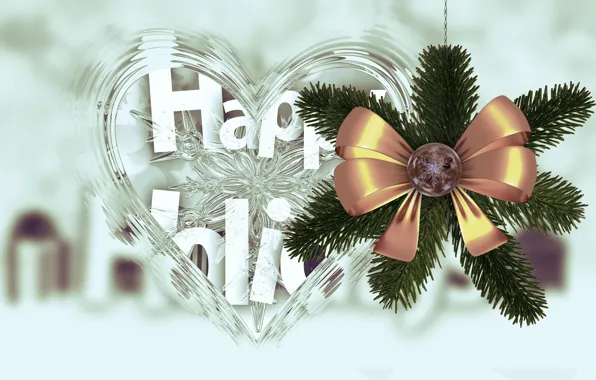 Picture holiday, heart, graphics, Christmas, New year, bow, needles, congratulations