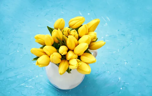 Picture flowers, bouquet, yellow, tulips, fresh, yellow, flowers, tulips, spring