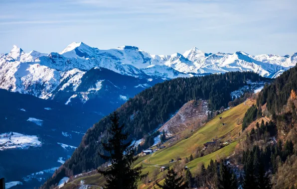 Picture snow, mountains, the slopes, tops, Austria