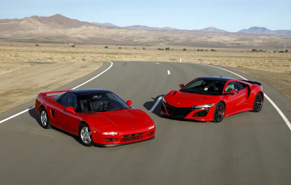 Picture Red, New, Sports car, Old, Acura NSX